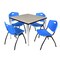 Regency Kahlo Square Table & Chair Sets, 36 W, 36 L, 29 H, Wood, Metal, Plastic Top, Maple TPL3636PLCM47BE - alternate 1